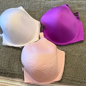 Torrid Smooth T-Shirt Bra Trio in White, Light Pink & Purple